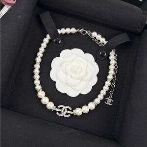Chanel Elegant Pearl Necklace with Silver Accents
